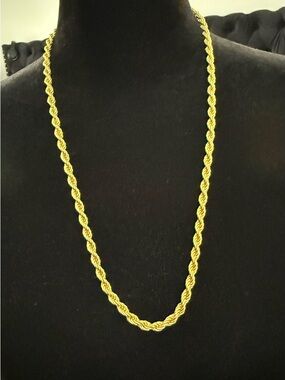 Vintage Monet Chunky Gold Tone Thick Rope Chain Necklace Statement Classic 24”
